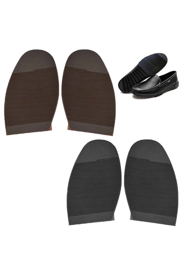 2 Pairs Rubber Sole Protection Pads Durable Shoe Repair Material Anti-Slip Front Sole Replacement for Dress Shoes