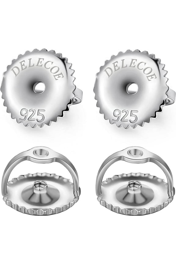 2-Pairs Screw Earring Backs,14K Gold Plated Sterling Silver Screw on Earring Backs Replacements for Diamond Earring Studs, Hypoallergenic Secure ScrewBacks for Threaded Post .032"