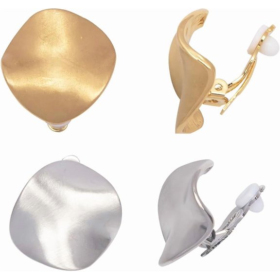 2 Pairs/Set Excellent Metal Alloy Clip On Stud Earrings for Women[q096]