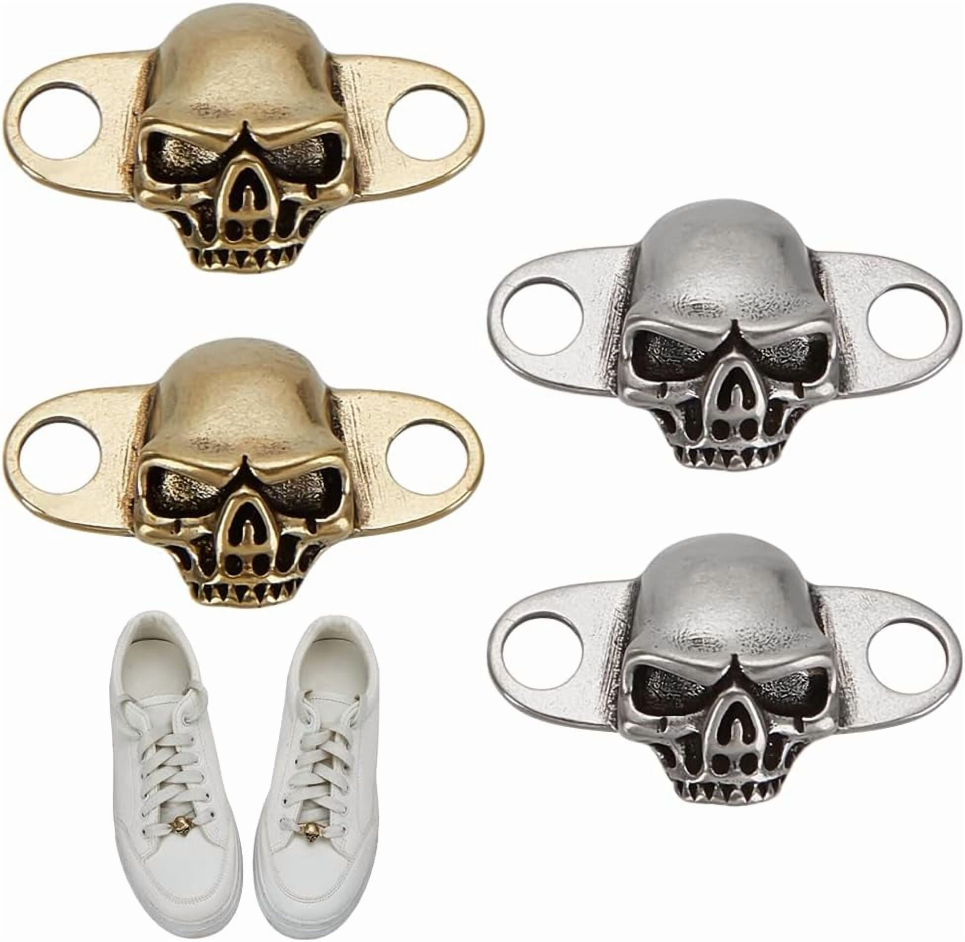 2 Pairs Shoe Lace Charms Shoelace Buckles Silver Golden Detachable Fashion Brass Shoelaces Decorations Charm for Sneakers Boots Casual Shoes Accessory Multi-color