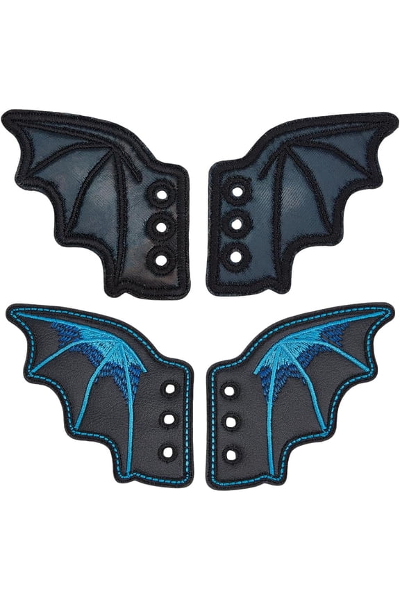 2 Pairs Shoe Wings Bat Shoe Decoration Bats Wings Leather Shoes Charm Accessories for DIY Shoes Craft Boots Skates Sneakers Running Roller Shoes Roller Derby Colorful DIY