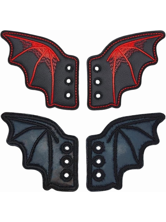 2 Pairs Shoe Wings Bat Shoe Decoration Bats Wings Leather Shoes Charm for DIY Shoes Craft Boots Skates Sneakers Running Shoes Canvas Roller Shoes Roller Derby Colorful DIY