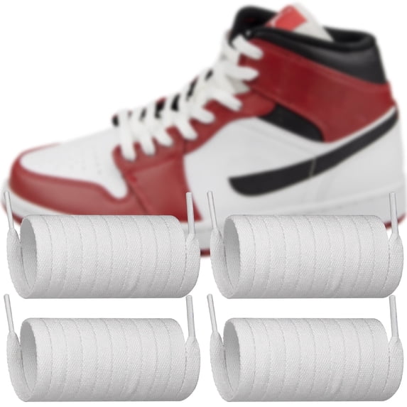 2 Pairs Shoelaces for Air Jordan 1/2/3/4/5/6/7/8 Replacement Flat Polyester Laces Sneaker Shoes(Color:White,Size:45Inch)