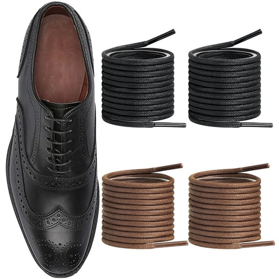2 Pairs Shoelaces for Allen Edmonds Waxed Round Shoe Laces Replacement Dress Oxford Shoes(Color:Black+Brown,Size:35Inch)