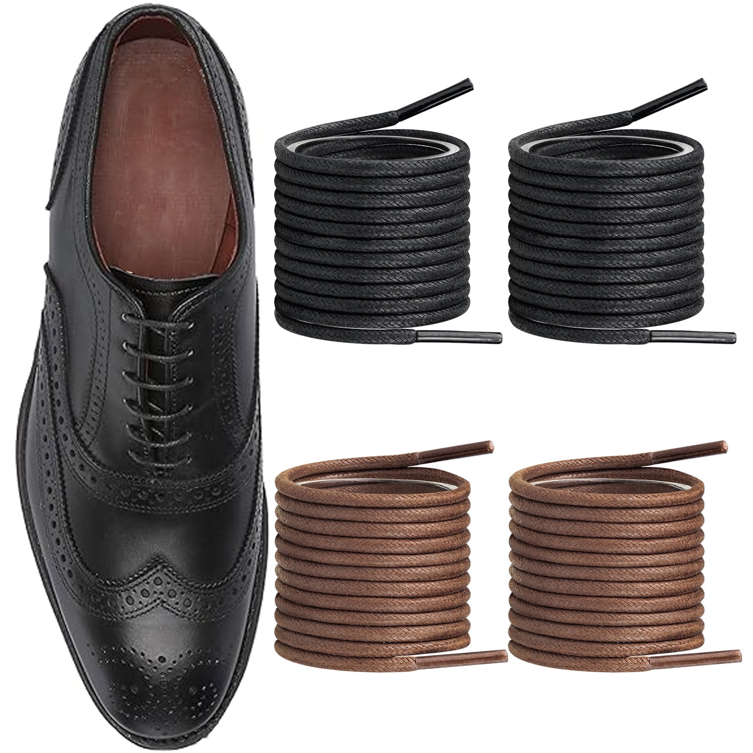 2 Pairs Shoelaces for Allen Edmonds Waxed Round Shoe Laces Replacement ...