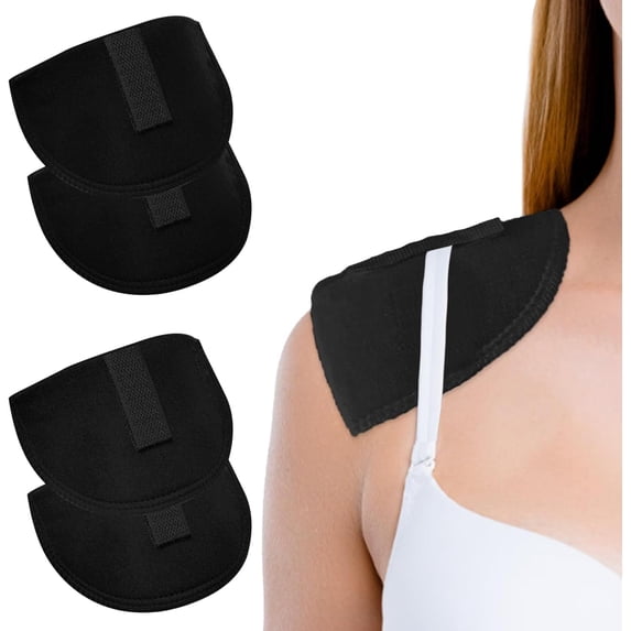 2 Pairs Shoulder Pads Self Adhesive Sponge Shoulder Pads Non Slip Shoulder Protectors Soft Covered Sewing Foam Pads for Blazer Clothes Black Black