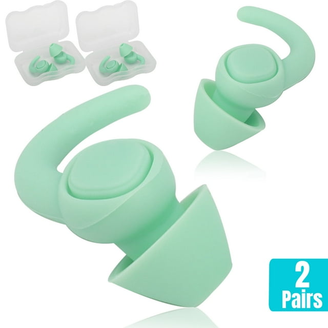 2 Pairs Silicone Ear Plugs for Sleeping, TSV NRR 33dB Noise Cancelling