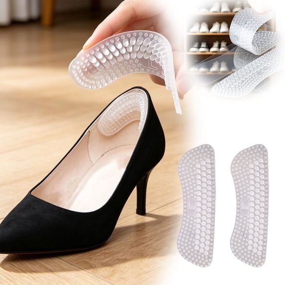 2 Pairs Silicone Heel Grips, Anti-Blister Heel Cushion Inserts, Non- Shoe Liners for Loose Shoes, Comfort Heel Protectors for Women High Heels and Flats