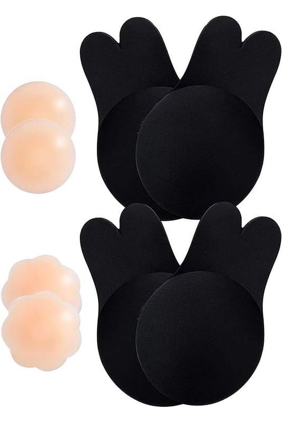 2 Pairs Silicone Sticky Bra, Invisible Adhesive Bra Push Up, Backless, Strapless