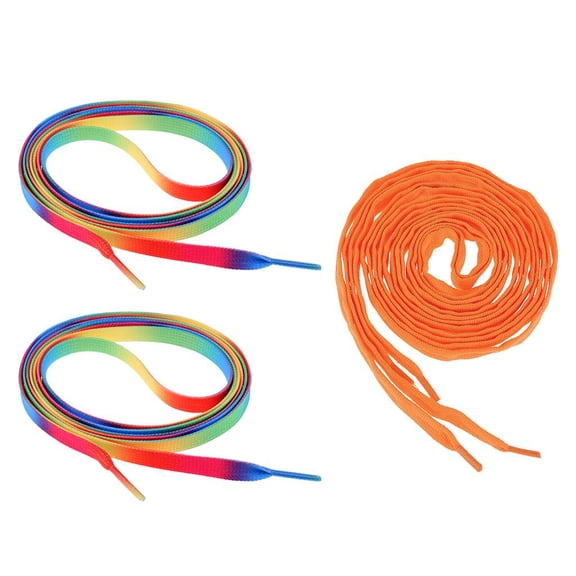 2 Pairs Skates Shoe Strings, Replacement Shoe for Inline Skates / Roller Skates / Ice Skates / Boots / Football Shoes / Sneakers 2Pairs Gradient+Orange