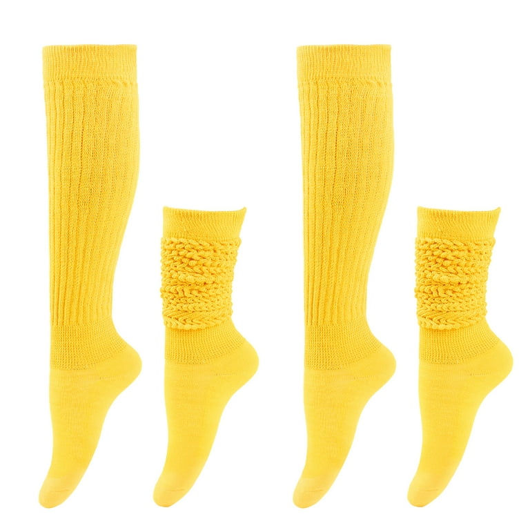 2 Pairs Slouch Socks Women, Slouchy Girls Stacked Socks(One Size,Yellow)