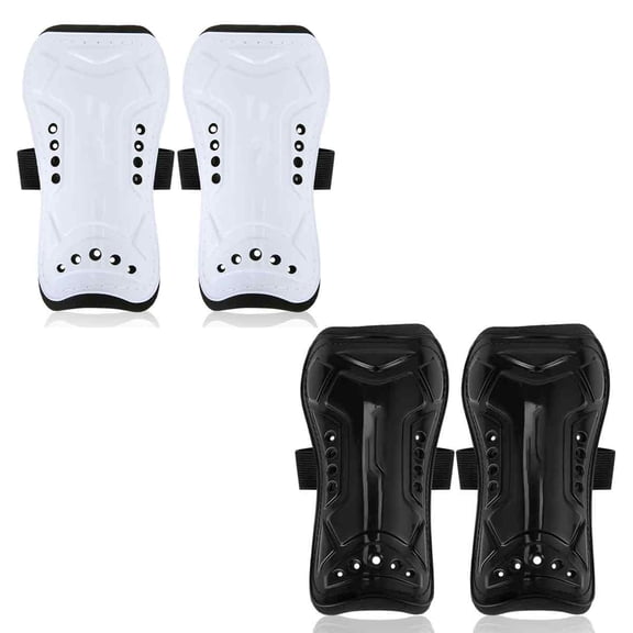 2 Pairs Soccer Shin Guards for Toddler Kids Youth, Soccer Shin Pads with Adjustable Double Strap for 3-14 Years Old Boys Girls Child Teens - Black+White