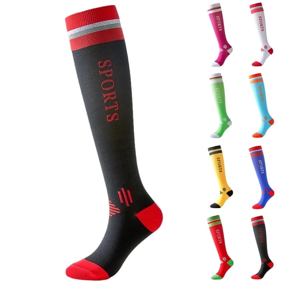 2 Pairs Socks for Men Knee High Style Contrast Trim Stretchy Reinforced Heel & Toe Sports Socks for Cycling Fitness | TruBelle,Black L