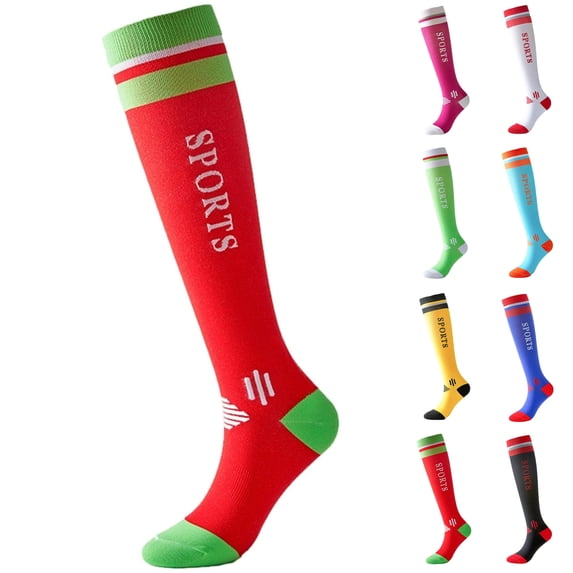 2 Pairs Socks for Men Knee High Style Contrast Trim Stretchy Reinforced Heel & Toe Sports Socks for Cycling Fitness | TruBelle,Red S