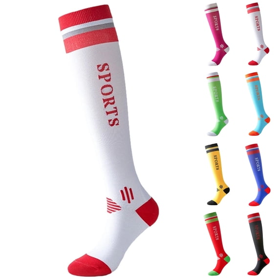 2 Pairs Socks for Men Knee High Style Contrast Trim Stretchy Reinforced Heel & Toe Sports Socks for Cycling Fitness | TruBelle,White S