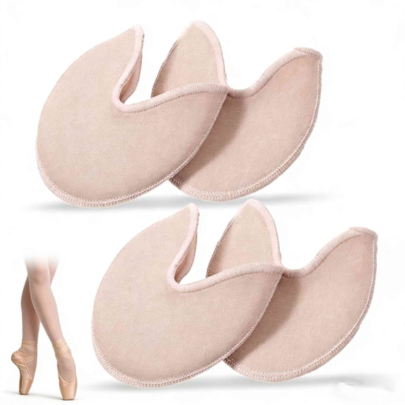 2 Pairs Soft Ballet Toe Pads Foot Care Toe, 3.54 x 3.15inch High Heels Toes Caps Toes Pads for Pointe Shoes, Forefoot Wrap Pad for Women Girls(Beige)