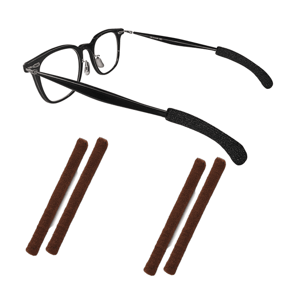 2 Pairs Soft Eyeglass Ear Cushions,Knitted Cotton Glasses Ear Pads,Elastic and Comfortable Glasses Temple Covers,Glasses Ear Protection Covers,Non-Slip Glasses Arm Covers (brown)