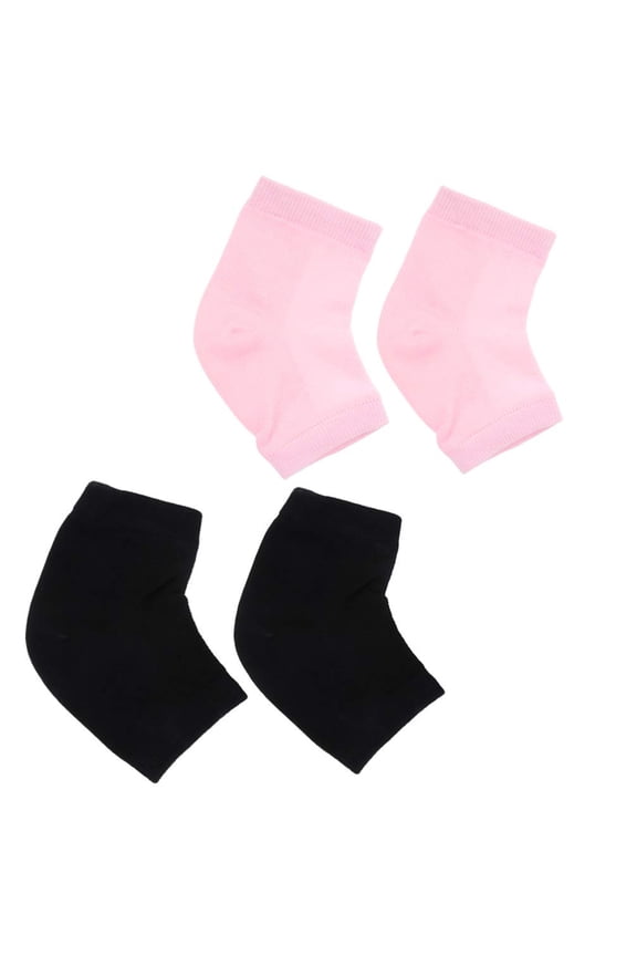 2 Pairs Soft Ventilate Gel Heel Socks Open Toe Socks for Dry Hard Cracked Skin Moisturizing Day Night Skin Care Pink and Black