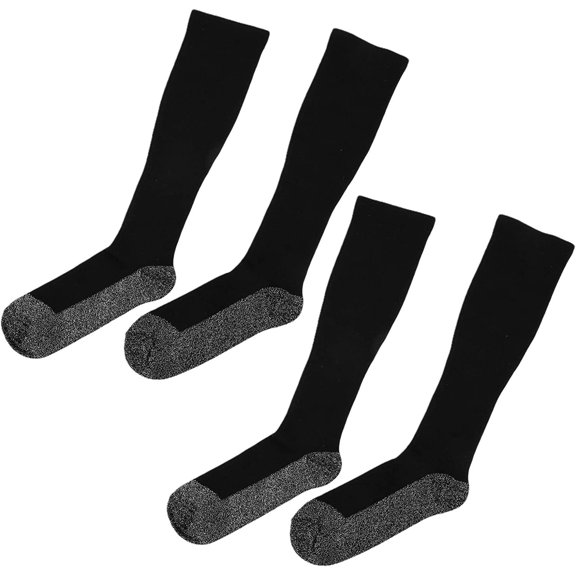2 Pairs Sports Compression Heated Socks, Thermostatic Thermal Socks with Aluminized Fiber, 35°C Constant Temperature Foot Warmer for Skiing Hiking Winter Outdoor