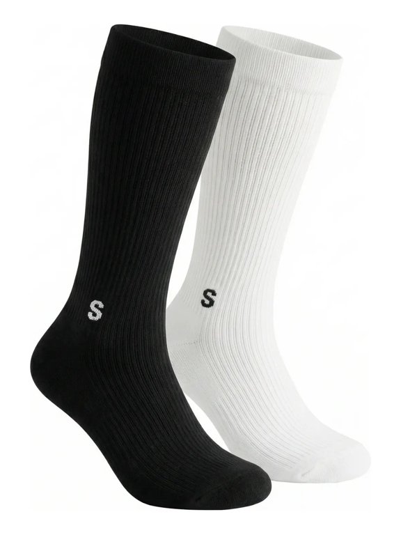 2 Pairs of Sports Compression Socks, Flight Socks Compression Stockings Running Socks for Calf & Ankle Support, Sports, Flying, Maternity Pregnancy, Nurses, Travel