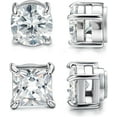 thumbnail image 1 of 2 Pairs Stainless Steel Magnetic Stud Earrings for Men Women Non-piercing CZ Hypoallergenic 5-8MM 8mm, 1 of 5