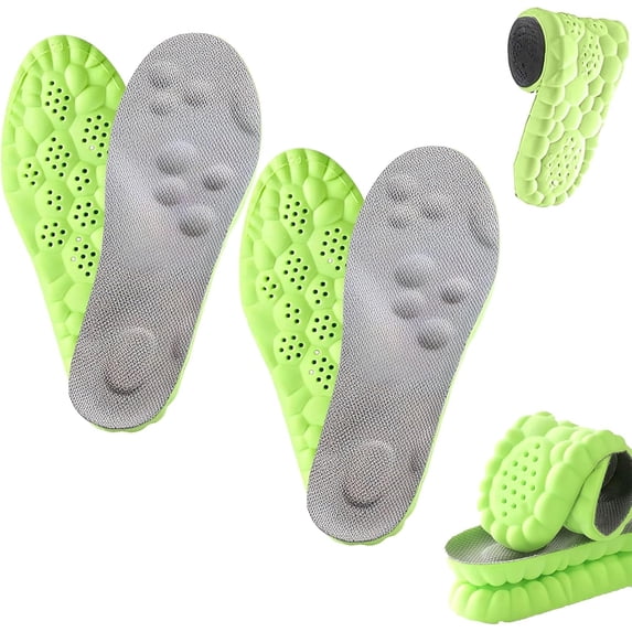 2 Pairs Insoles for Men Women, Cloud Like Massage Insole, Men's Comfortble Shoe Insoles Inserts, Breathable Memory Foam with Arch Surpport (Black, Men 8-8.5/Women 9.5-10)
