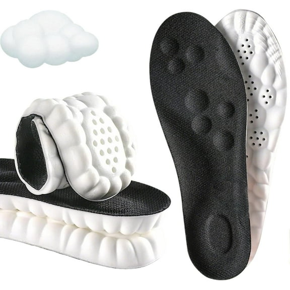 2 Pairs Steppers Insoles for Men Women, Cloud Like Massage Insole, Men's Comfortble Steppers Shoe Insoles Inserts, Breathable Memory Foam with Arch Surpport (Black, Men 8-8.5/Women 9.5-10)