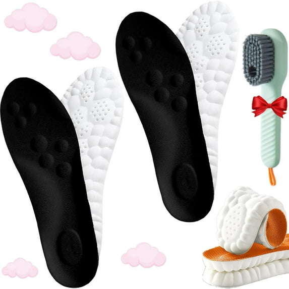 2 Pairs Steppers Insoles for Men Women, Stepprs Breathable Soft Memory Foam Orthopedic Massage Insoles (Black*2, Men 8-8.5 / Women 9.5-10)