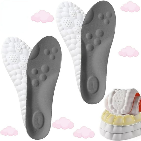 2 Pairs Steppers Insoles for Men Women, Stepprs Breathable Soft Memory Foam Orthopedic Massage Insoles (Gray*2, Men 5-6 / Women 6-7)