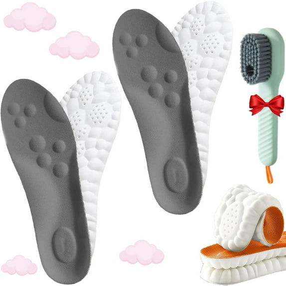2 Pairs Steppers Insoles for Men Women, Stepprs Breathable Soft Memory Foam Orthopedic Massage Insoles (Gray*2, Men 9-10.5 / Women 10.5-12)