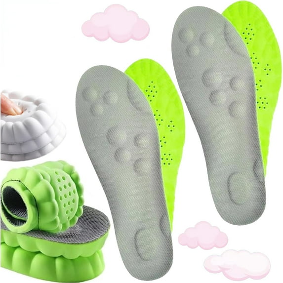 2 Pairs Steppers Insoles for Men Women, Stepprs Breathable Soft Memory Foam Orthopedic Massage Insoles (Green*2, Men 5-6 / Women 6-7)