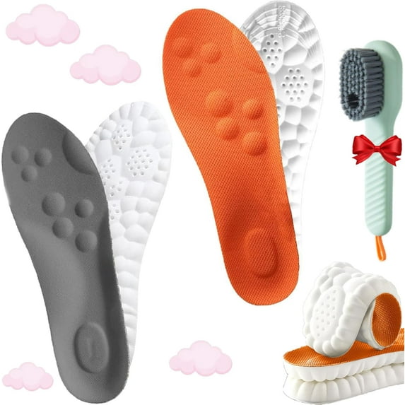 2 Pairs Steppers Insoles for Men Women, Stepprs Breathable Soft Memory Foam Orthopedic Massage Insoles (Orange*1+Gray*1, Men 6.5-7.5 / Women 8-9)
