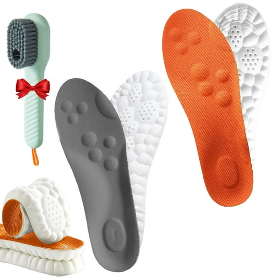 2 Pairs Steppers Insoles for Men Women, Stepprs Breathable Soft Memory Foam Orthopedic Massage Insoles (Orange*1+Gray*1, Men 6.5-7.5 / Women 8-9)