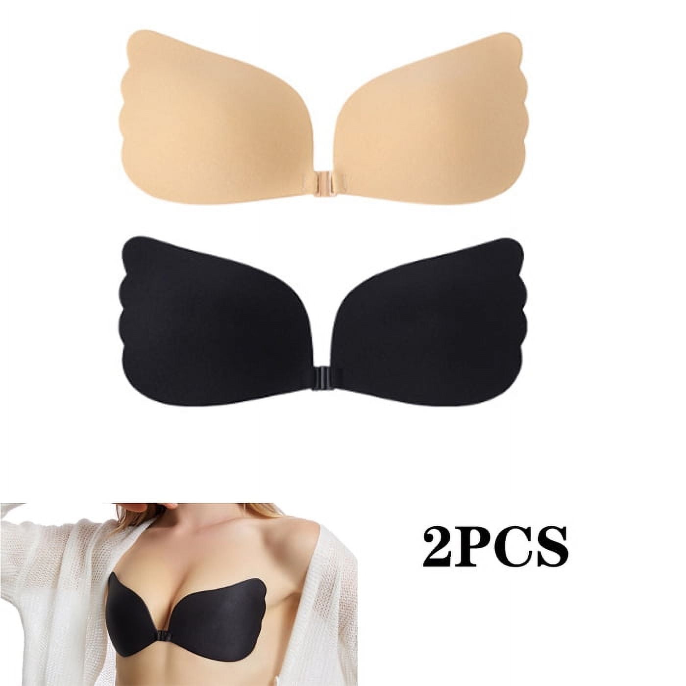 2 Pairs Sticky Bra Adhesive Invisible Bra, Backless Strapless Reusable Push  Up Lift Nipple Covers for Women(Large) 