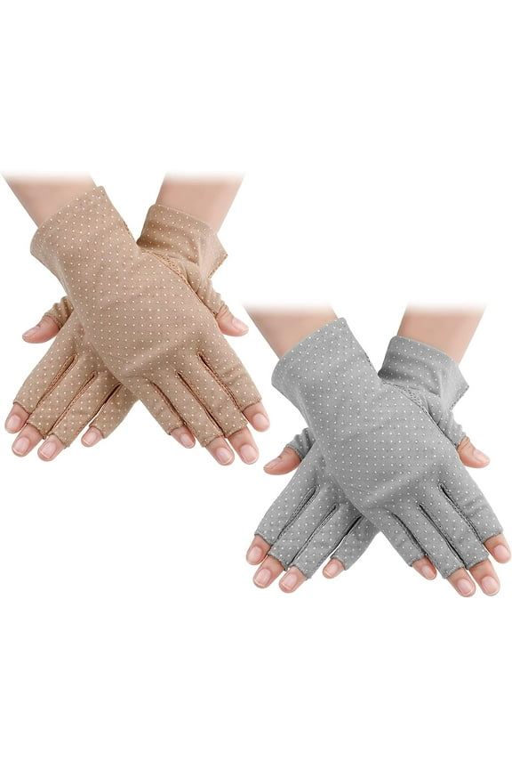 2 Pairs Sunblock Fingerless Gloves for Women UV Sun Protection Wrist Length Gloves Fingerless Gloves for Girls Women Summer Outdoor Driving