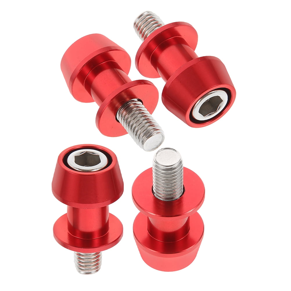 2 Pairs Swing Arm Spools Sliders Stand Replacement Swingarm Screw Bobbins Motorcycle Rear Pad Red