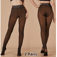 thumbnail image 1 of 2 Pairs Syphoria Fleece Lined Tights for Women: 220G Pantyhose for Women, Winter Thermal Tights High Waisted Winter Warm Thermal Stocking，Fake Translucent Plus Size Pantyhose, 1 of 5