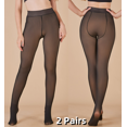 thumbnail image 1 of 2 Pairs Syphoria Fleece Lined Tights for Women: 220G Pantyhose for Women, Winter Thermal Tights High Waisted Winter Warm Thermal Stocking，Fake Translucent Plus Size Pantyhose, 1 of 4