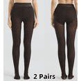 thumbnail image 1 of 2 Pairs Syphoria Fleece Lined Tights for Women: 220G Pantyhose for Women, Winter Thermal Tights High Waisted Winter Warm Thermal Stocking，Fake Translucent Plus Size Pantyhose, 1 of 6
