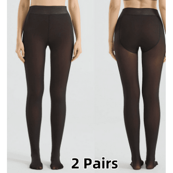 2 Pairs Syphoria Fleece Lined Tights for Women: 220G Pantyhose for Women, Winter Thermal Tights High Waisted Winter Warm Thermal Stocking,Fake Translucent Plus Size Pantyhose