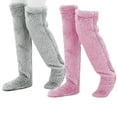 thumbnail image 1 of 2 Pairs Thick Fuzzy Plush Warm Thigh High Slipper Socks for Women Winter Over Knee Leg Warmers Long Sleeping Stockings, 1 of 8