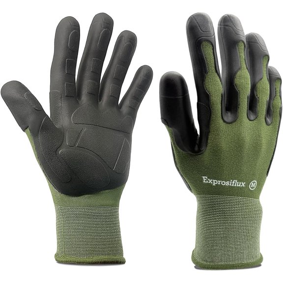 2 Pairs Thickened Non-Slip Gardening Gloves, Recyclable TPE Coating, Durable Breathable Work Gloves for Weeding, Planting, Landscaping & Yard Work, Universal Fit, Olive Green