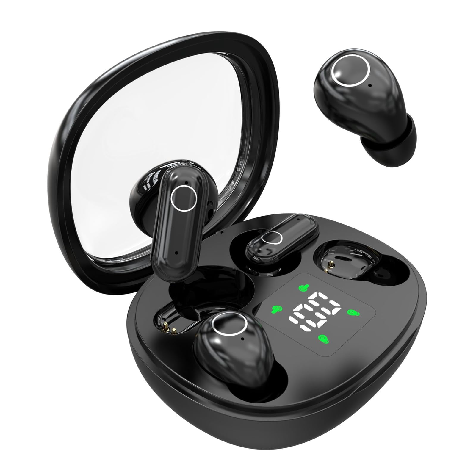 2 Pairs Tiny Size Invisible Wireless Bluetooth Headphones, Sk35 Bluetooth in Ear Headphones, Mini Sleep Earphones, Four-Ear Painless Mini in-Ear Headphones, Dual Bluetooth Earphones Wireless (1PC,C)