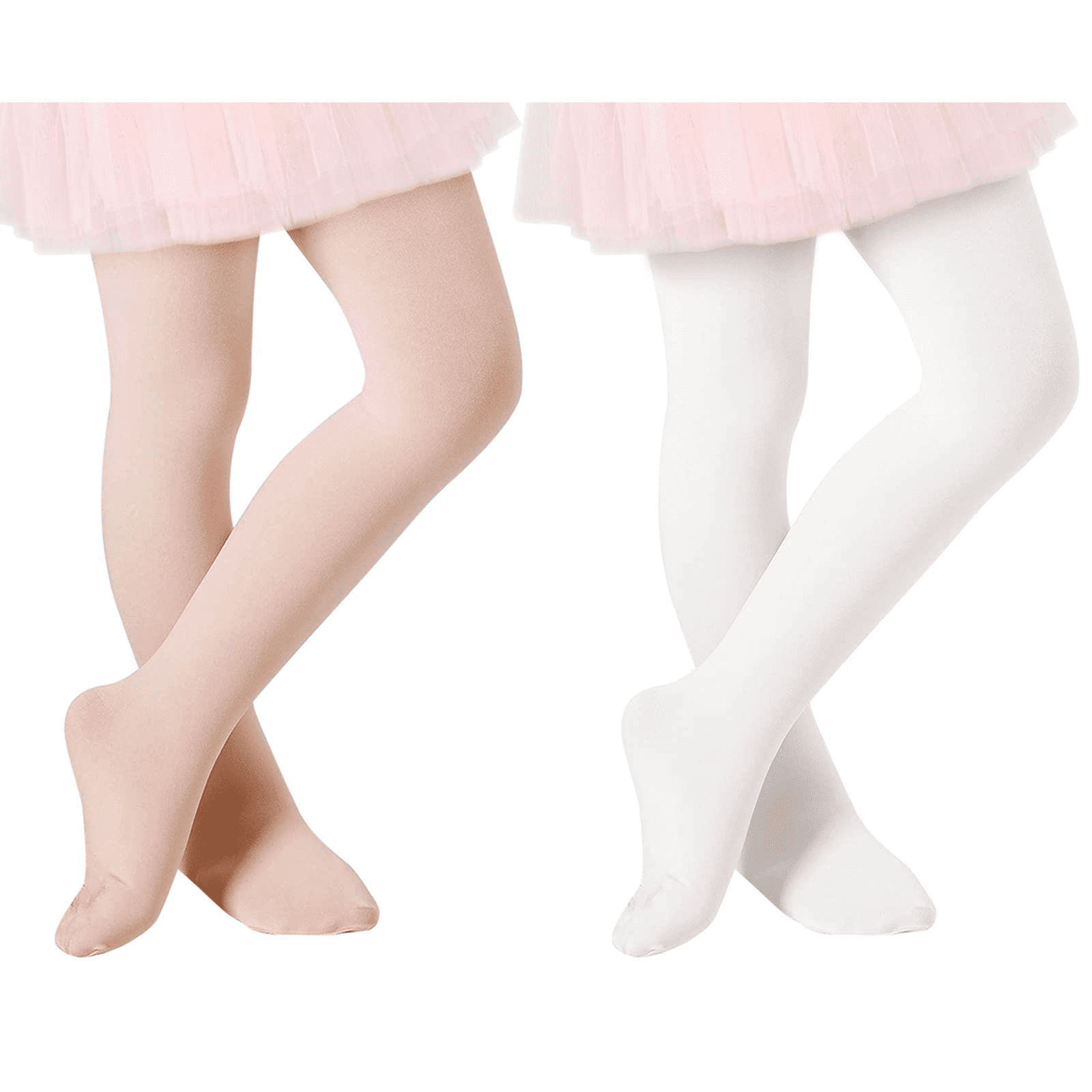 Ecdiykit Girls' Dance Tights, 4-Pack | Ultra Soft Ballet Tights, Footed & Convertible, Pink