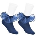 thumbnail image 1 of 2 Pairs Toddler Socks Girls Kids Cute Big Double-Layer Lace Frilly Dress Ruffle Socks for Little Girls, 1 of 6