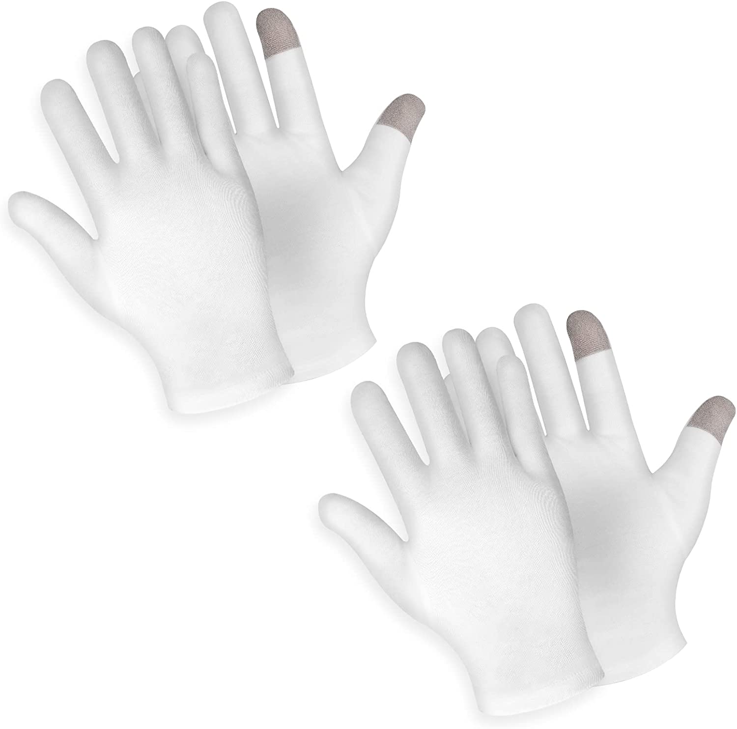 2 Pairs Touch Screen Moisturizing Gloves White Cotton Moisturizing