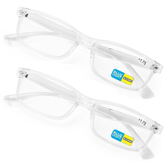 2 Pairs Transparent Clear Rectangular Modern Glasses Reading Readers Anti Blue Light UV Eye Protection +1.50