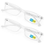 2 Pairs Transparent Clear Rectangular Modern Glasses Reading Readers Anti Blue Light UV Eye Protection +1.50