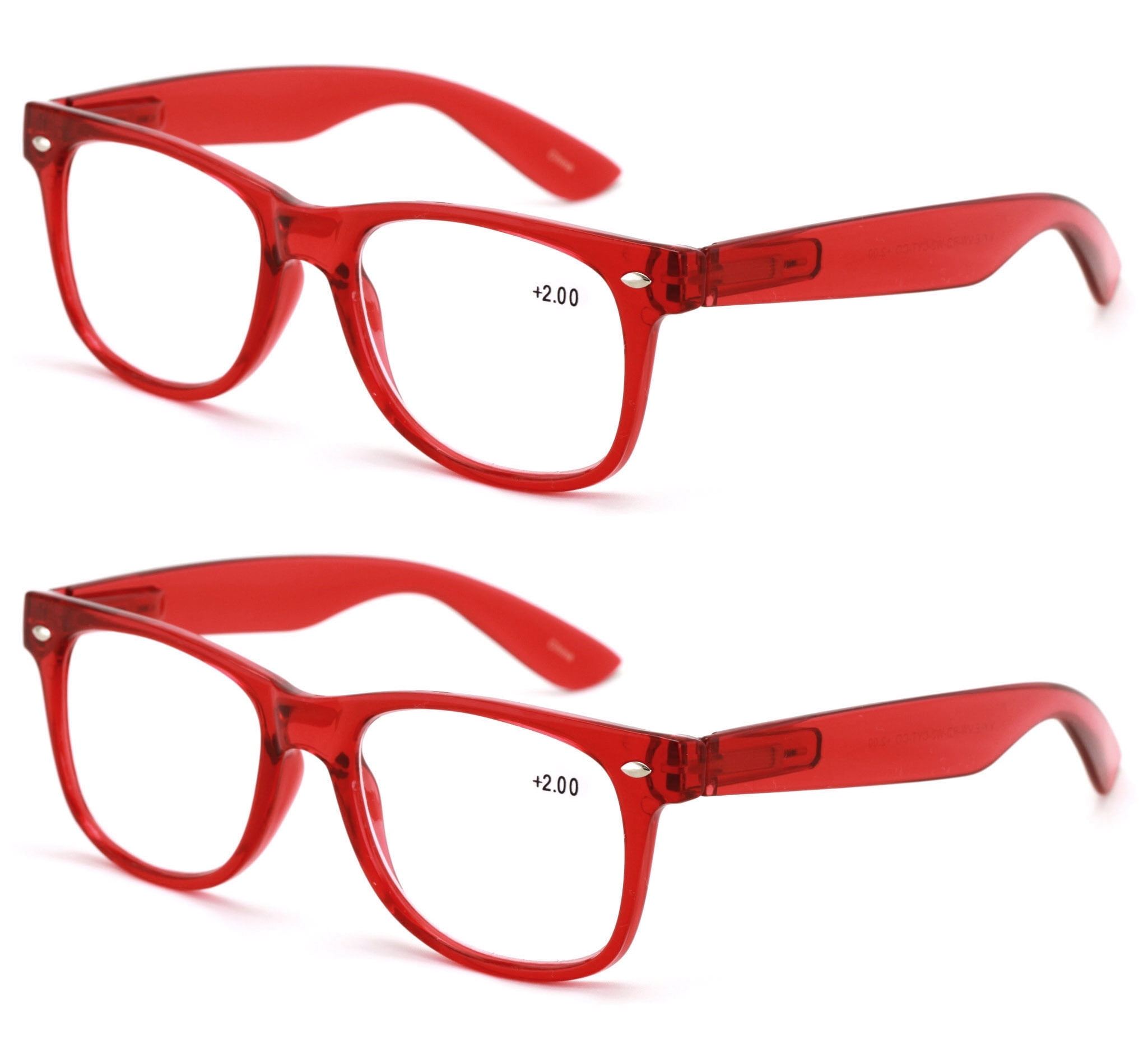 2 Pairs Transparent Neon Color Deluxe Reading Glasses - Comfortable ...