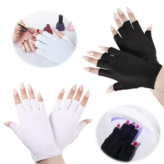 2 Pairs UV Gloves for Gel Nails, UV Nail Light Lamp Manicure Dryer Professional Protection Gloves, Fingerless Glove Shield Hands for Nail Art Skin Care Gel Manicure Dryer, Outdoor Use for Women